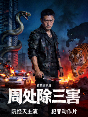 电影《周处除三害》海报 - 黄精甫执导，阮经天主演的犯罪动作片